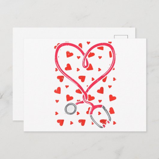 Heart Stethoscoop Cute Love Nursing Valentijnsdag Briefkaart (Voorkant / Achterkant)