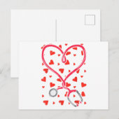 Heart Stethoscoop Cute Love Nursing Valentijnsdag Feestdagenkaart (Voorkant / Achterkant)