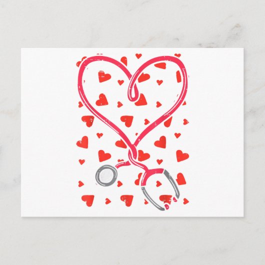 Heart Stethoscoop Cute Love Nursing Valentijnsdag Feestdagenkaart (Voorkant)