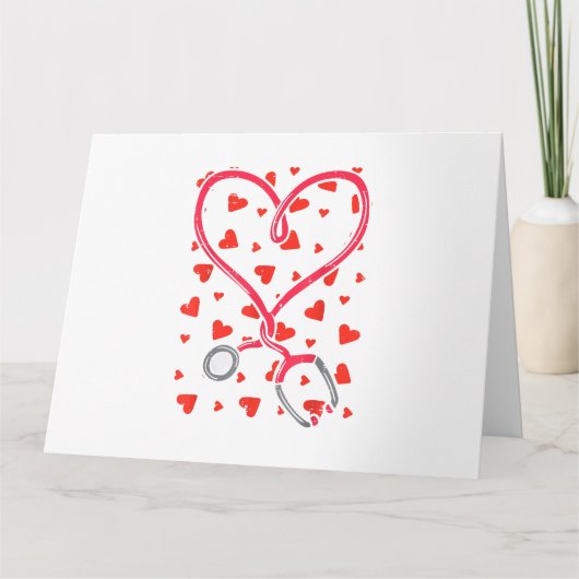Heart Stethoscoop Cute Love Nursing Valentijnsdag Kaart (Voorkant)