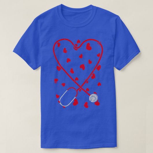 Heart Stethoscoop Cute Love Nursing Valentijnsdag T-shirt (Design voorkant)
