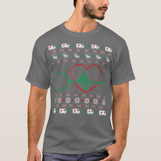 Heart Stethoscoop Kerstmis Oegly XMas Pj Nurse RN T-shirt