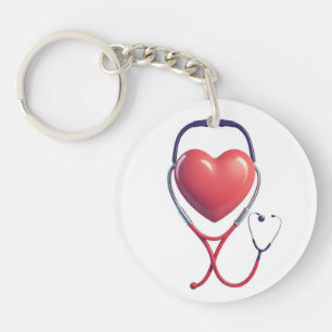 Heart & Stethoscoop Keychain Gift for Nurses & D