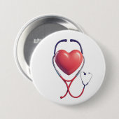 Heart & Stethoscoop Medical Button | Badge Fo (Voorkant /achterkant)