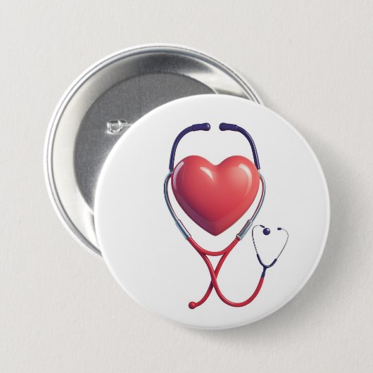 Heart & Stethoscoop Medical Button | Badge Fo (Voorkant /achterkant)