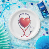 Heart & Stethoscoop Paper Plate | Medical Party Su Papieren Bordje (Feest)