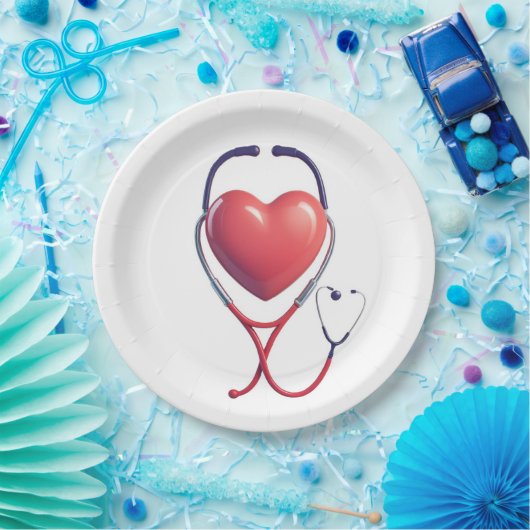 Heart & Stethoscoop Paper Plate | Medical Party Su Papieren Bordje (Feest)