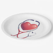 Heart & Stethoscoop Paper Plate | Medical Party Su Papieren Bordje (Gekanteld)