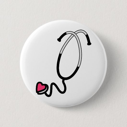 Heart Stethoscoop Ronde Button 5,7 Cm (Voorkant)