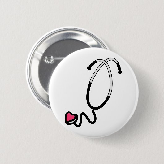 Heart Stethoscoop Ronde Button 5,7 Cm (Voorkant /achterkant)