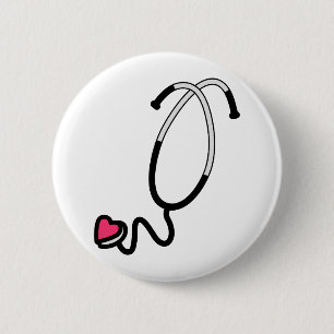 Heart Stethoscoop Ronde Button 5,7 Cm
