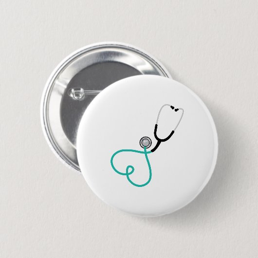 Heart Stethoscoop Ronde Button 5,7 Cm (Voorkant /achterkant)