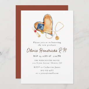 Heart Stethoscoop Uitnodiging Afstuderen te ursen