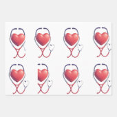 Heart & Stethoscoop Wrapping Paper | Healthcare Gi (Voorkant 2)
