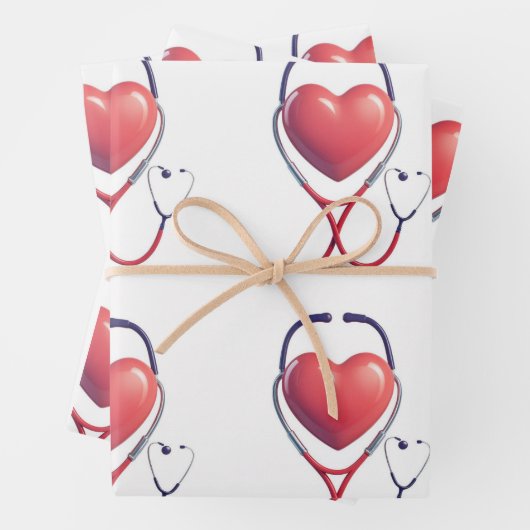 Heart & Stethoscoop Wrapping Paper | Healthcare Gi (In situ)
