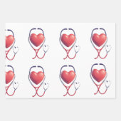 Heart & Stethoscoop Wrapping Paper | Healthcare Gi (Voorkant)