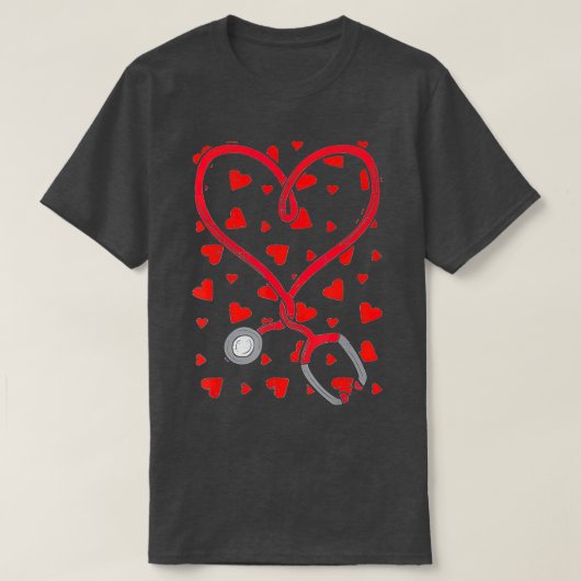 Heart Stethoscoop Zurse Valentijnsdag Cute Love N T-shirt (Design voorkant)