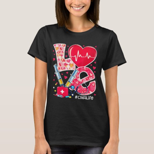 Heart Stethoscope Cute Love Nursing Valentijnse  C T-shirt (Voorkant)
