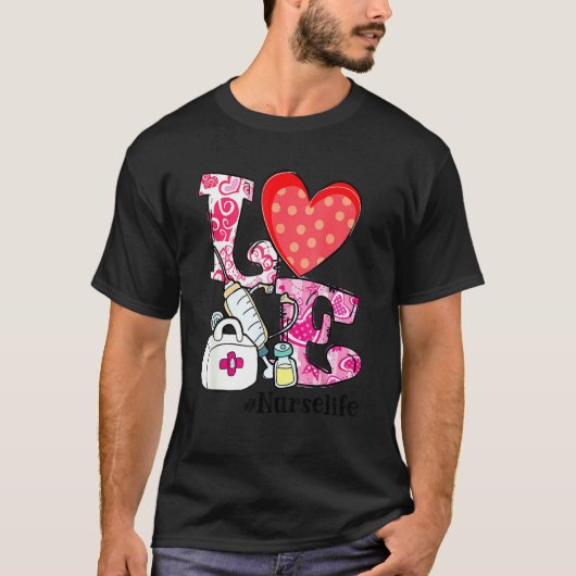 Heart Stethoscope Cute Love Nursing Valentine Day T-shirt (Voorkant)