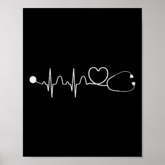 Heart Stethoscope Nursery Heartbeat Gift Nurse  Poster
