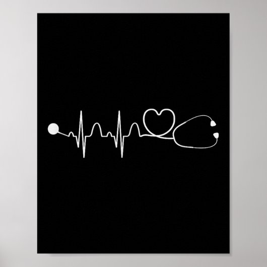 Heart Stethoscope Nursery Heartbeat Gift Nurse  Poster (Voorkant)