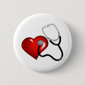 Heart Stethoscope Personalized Nurse Medical Ronde Button 5,7 Cm (Voorkant)