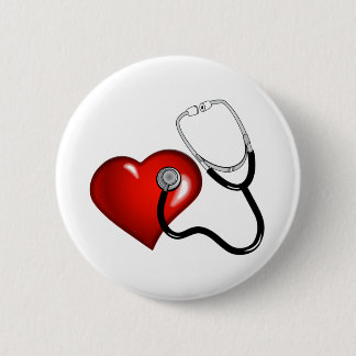 Heart Stethoscope Personalized Nurse Medical Ronde Button 5,7 Cm