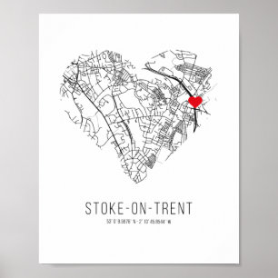 Heart Stoke-on-Trent City Map (Verenigd Koninkrijk Poster