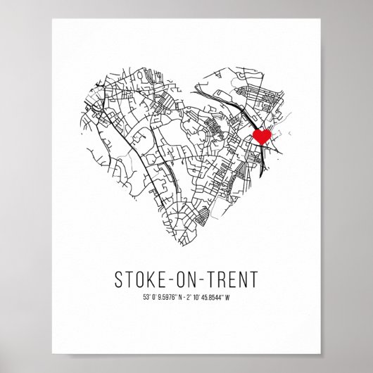 Heart Stoke-on-Trent City Map (Verenigd Koninkrijk Poster (Voorkant)