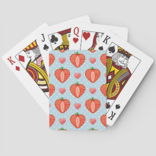 Heart Strawberries with Polka Dots And Hearts Pokerkaarten