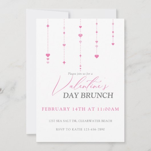 Heart String Valentijnsdag Brunch Uitnodiging (Voorkant)
