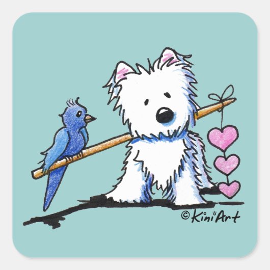 Heart Strings Westie Sticker (Voorkant)