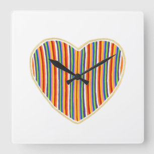 Heart Stripes Wandklok