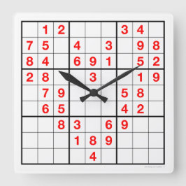 Heart Sudoku Clock with downloadable puzzle Vierkante Klok