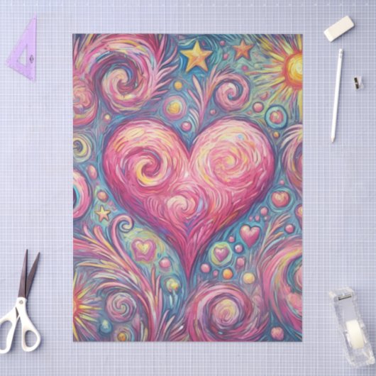 Heart Sun Stars Swirls Whimsical Decoupage Tissuepapier (Craft)