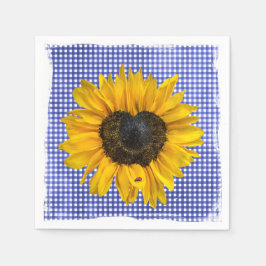Heart Sunflower en Ladybug op Gingham Servet