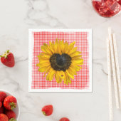 Heart Sunflower en Ladybug op Gingham Servet (Insitu)