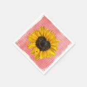 Heart Sunflower en Ladybug op Gingham Servet (Hoek)