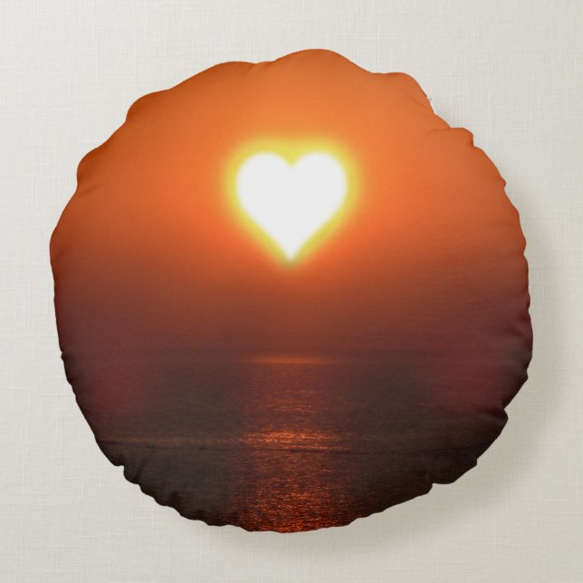 Heart Sunset Round Pillow Rond Kussen (Achterkant)