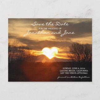 Heart Sunset Wedding Romantisch Save the Date Aankondigingskaart