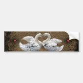Heart Swans Tortelduifjes Gewoon gehuwde Bumpersti Bumpersticker (Voorkant)