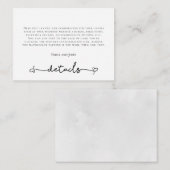Heart Swash Black Typography Weddenschap Details Informatiekaartje (Voorkant / Achterkant)