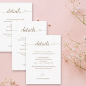 Heart Swash Gold White Grey Wedding Hotel Detail Informatiekaartje