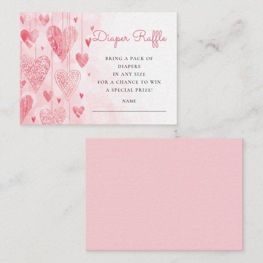 Heart Sweeite Baby Diaper Raffle Informatiekaartje (Voorkant / Achterkant)