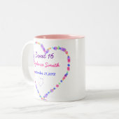 Heart- Sweet 16 Birthday Tweekleurige Koffiemok (Voorkant links)