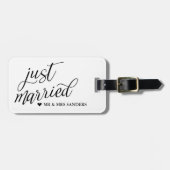 Heart & Swirly Script Net getrouwd Bagagelabel (Voorkant horizontaal)