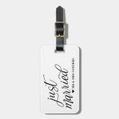 Heart & Swirly Script Net getrouwd Bagagelabel (Voorkant verticaal)