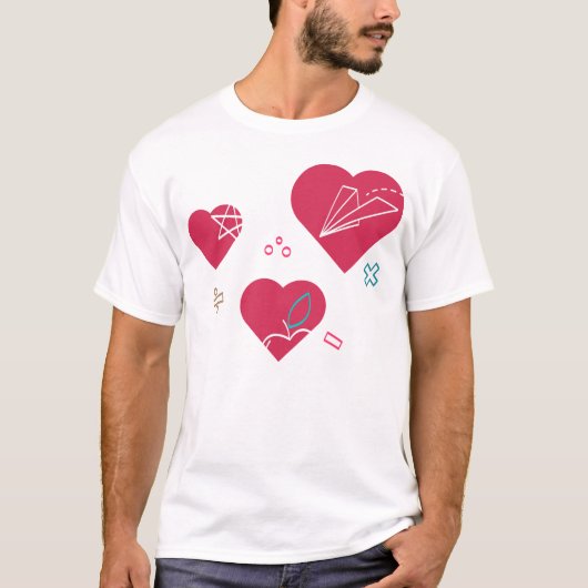 Heart Symbols with Education Elements for Creative T-shirt (Voorkant)