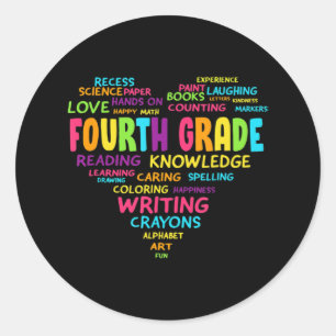 Heart Tee Fourth Grade Team Teacher Student Back T Ronde Sticker