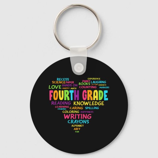 Heart Tee Fourth Grade Team Teacher Student Back T Sleutelhanger (Voorkant)